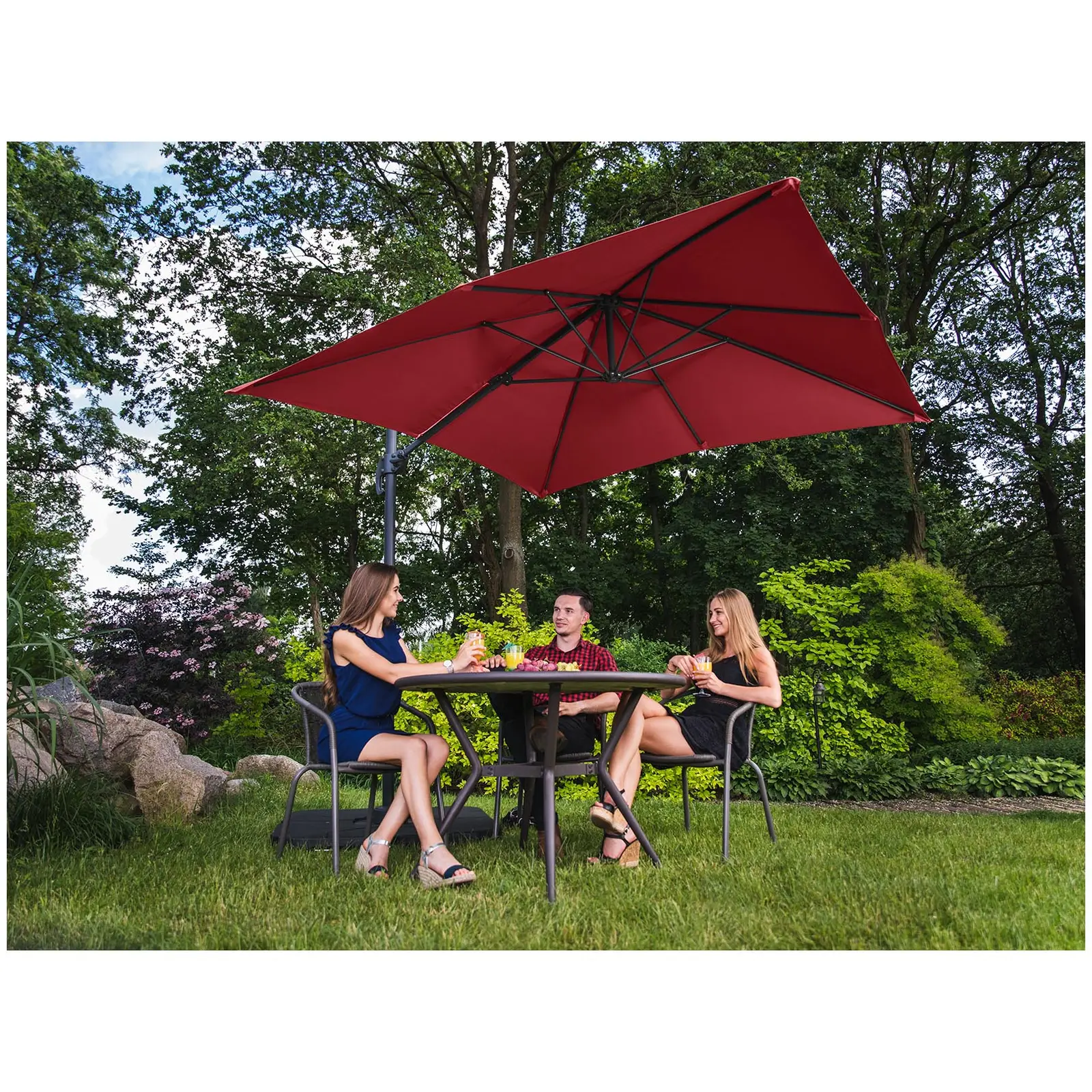 Kakkoslaatu Aurinkovarjo - riippuva - viininpunainen - neliö - 250 x 250 cm - kääntyvä