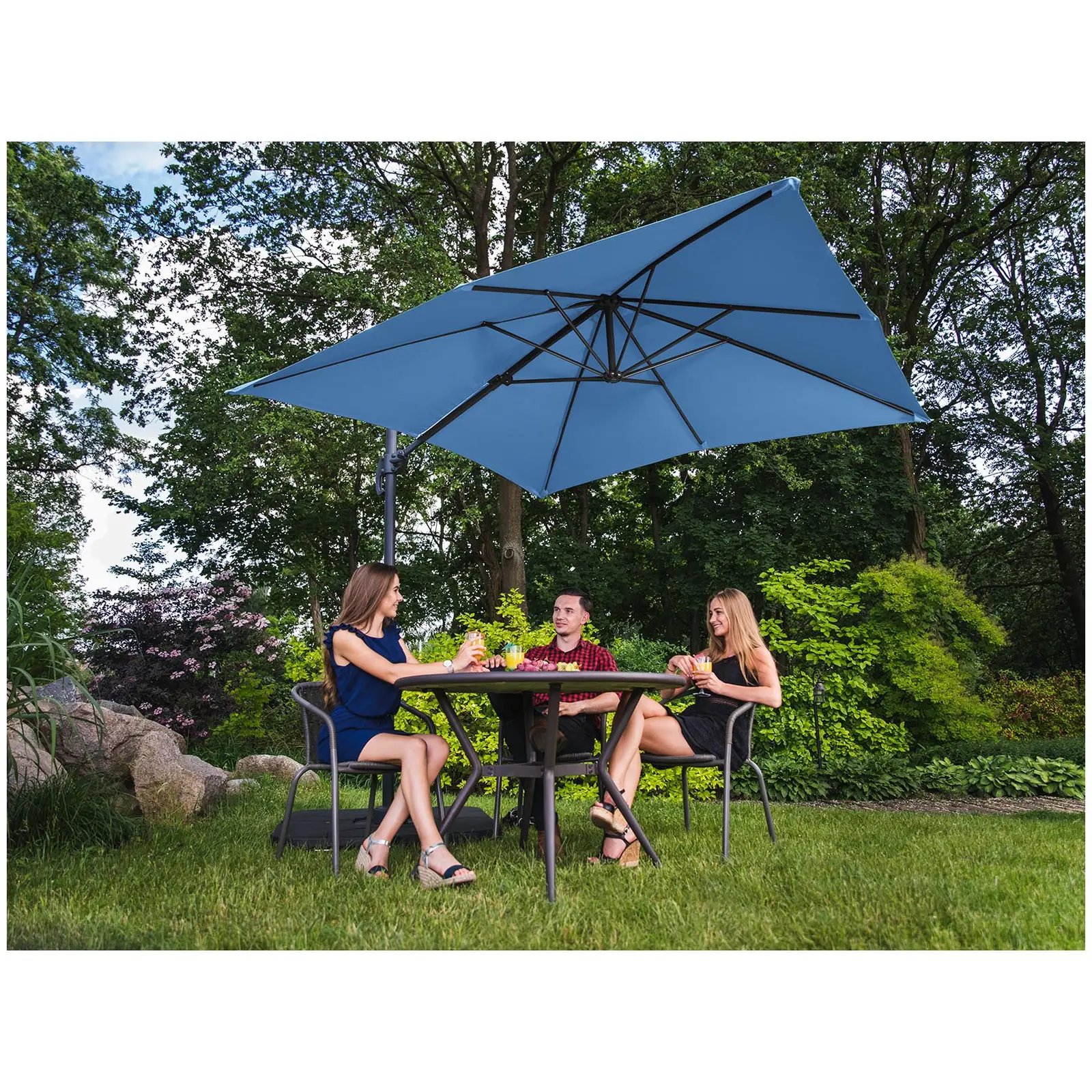 Occasion Parasol de jardin - Bleu - Carré - 250 x 250 cm - Pivotant