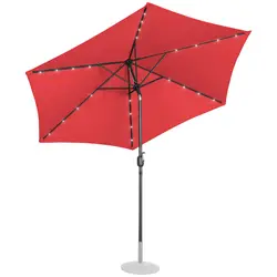 Parasoll med LED - rött - runt - Ø 300 cm - lutningsbart