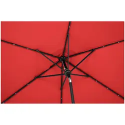 Ombrellone palo centrale con LED - rosso - rotondo - Ø 300 cm - inclinabile