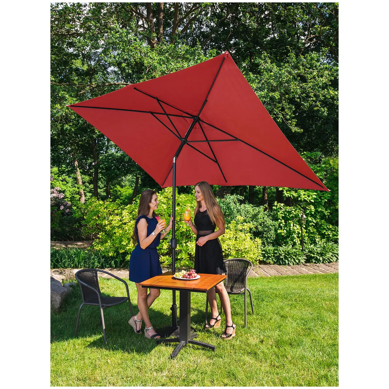 Brugt Parasol - rød - rektangulær - 200 x 300 cm - knæk-position