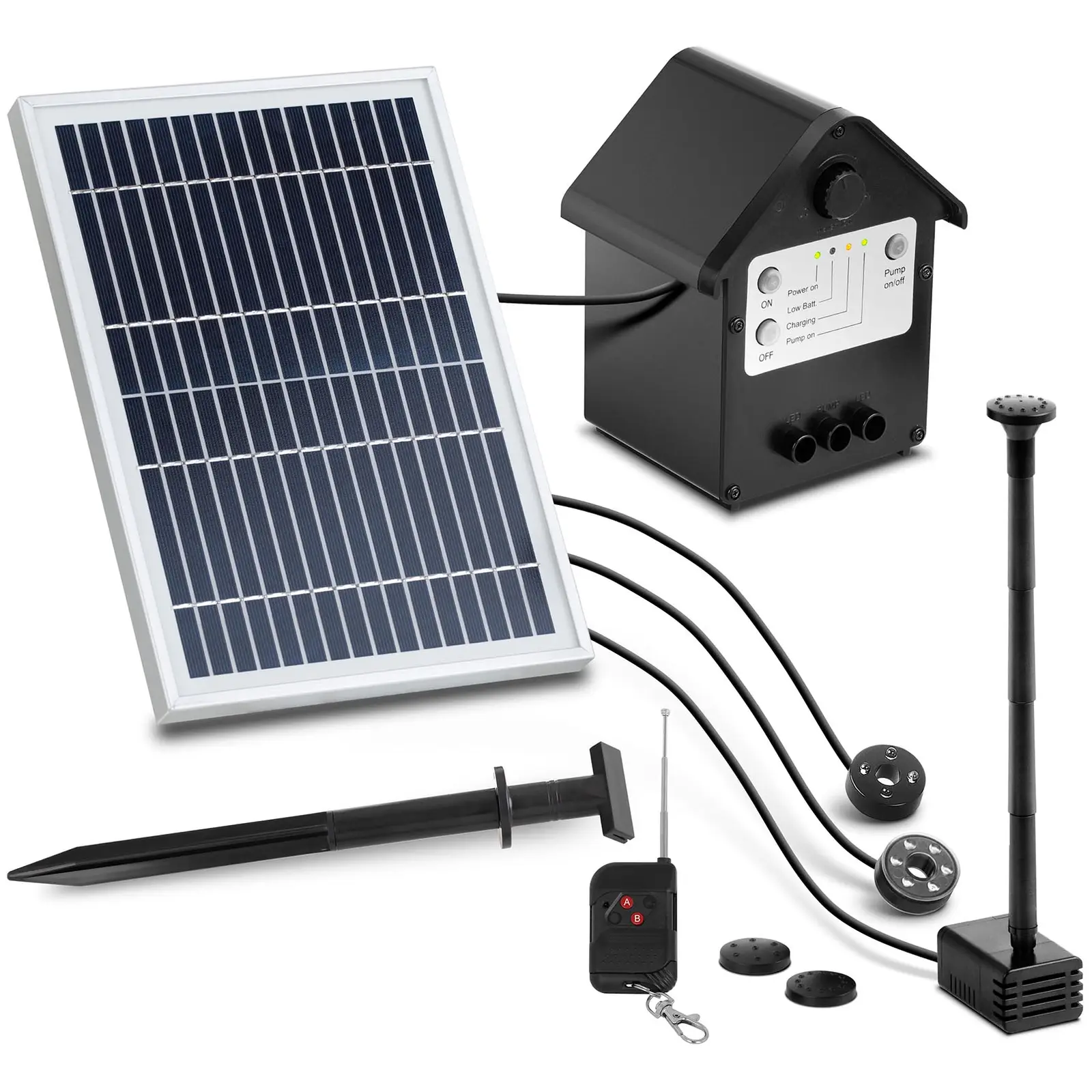 Solar-Springbrunnen - 250 l/h - LED - mit Fernbedienung