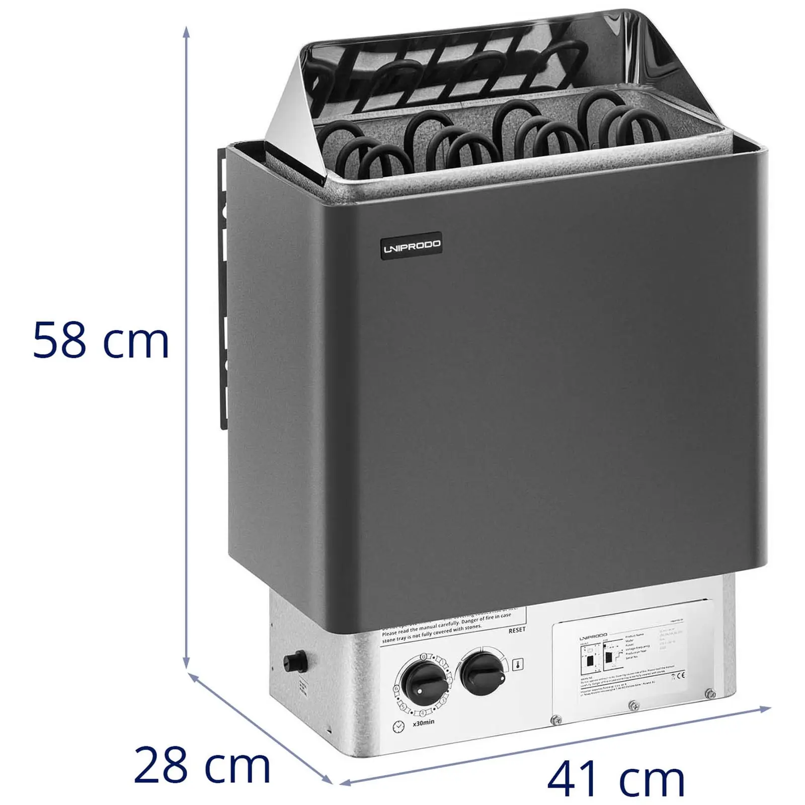 Saunaovn - 6 kW - 30 til 110 °C - inkl. kontrolpanel