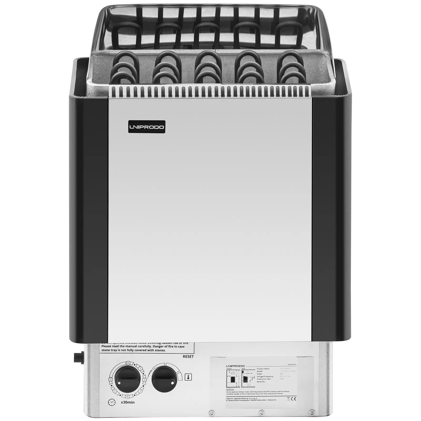 Saunová kamna - 8 kW - 30 až 110 °C - se zabudovaným ovládáním (Ochrana proti přehřátí: Ano)