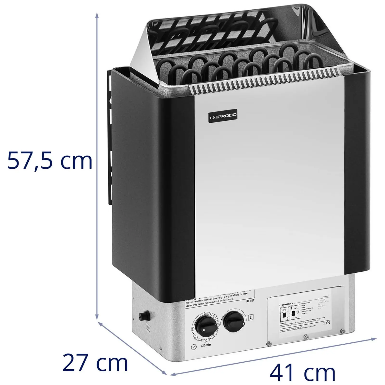 Badstuovn - 8 kW - 30 til 110 °C - inkl. kontrollpanel