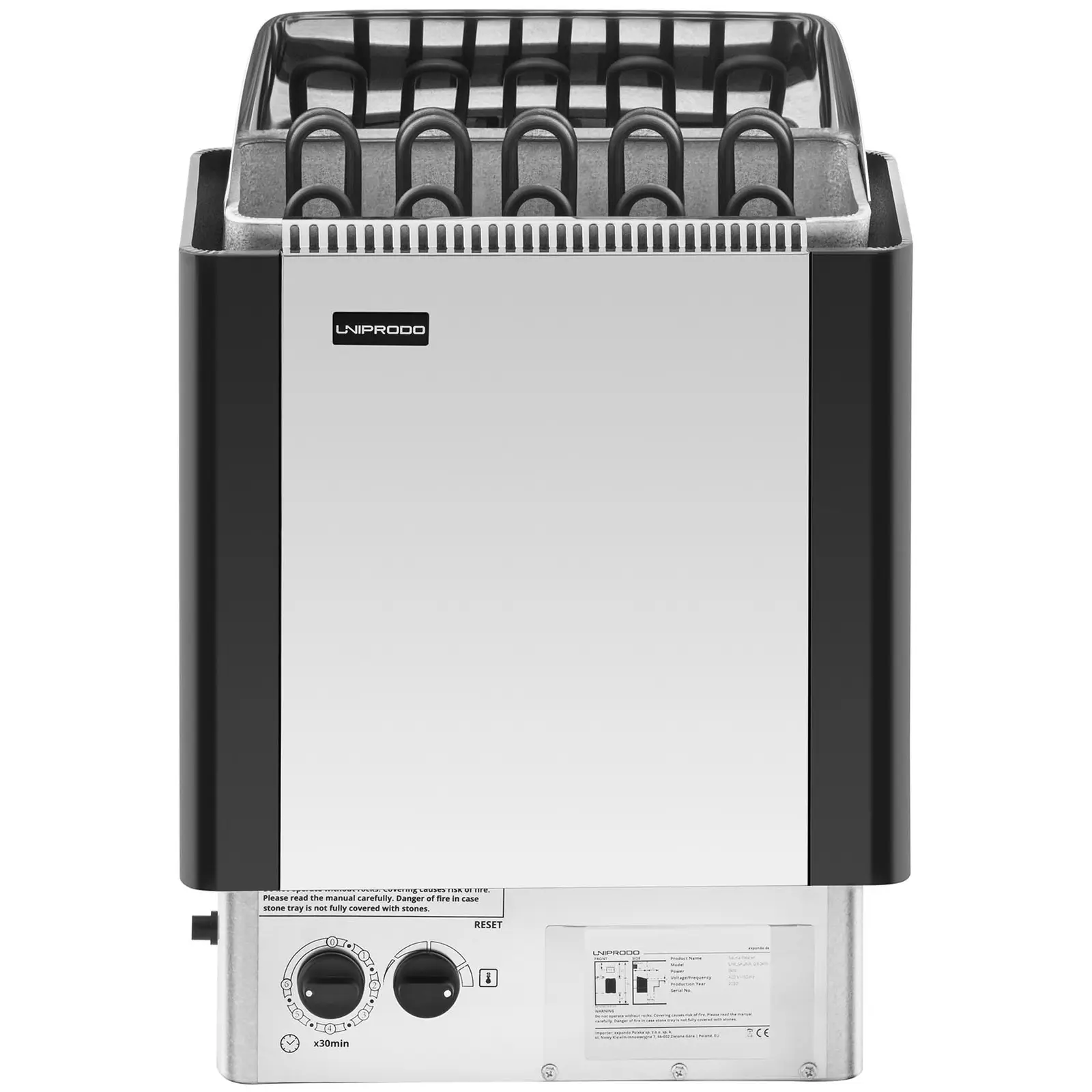 Saunová kamna - 9 kW - 30 až 110 °C - se zabudovaným ovládáním (Kapacita kamenů: 10 kg)