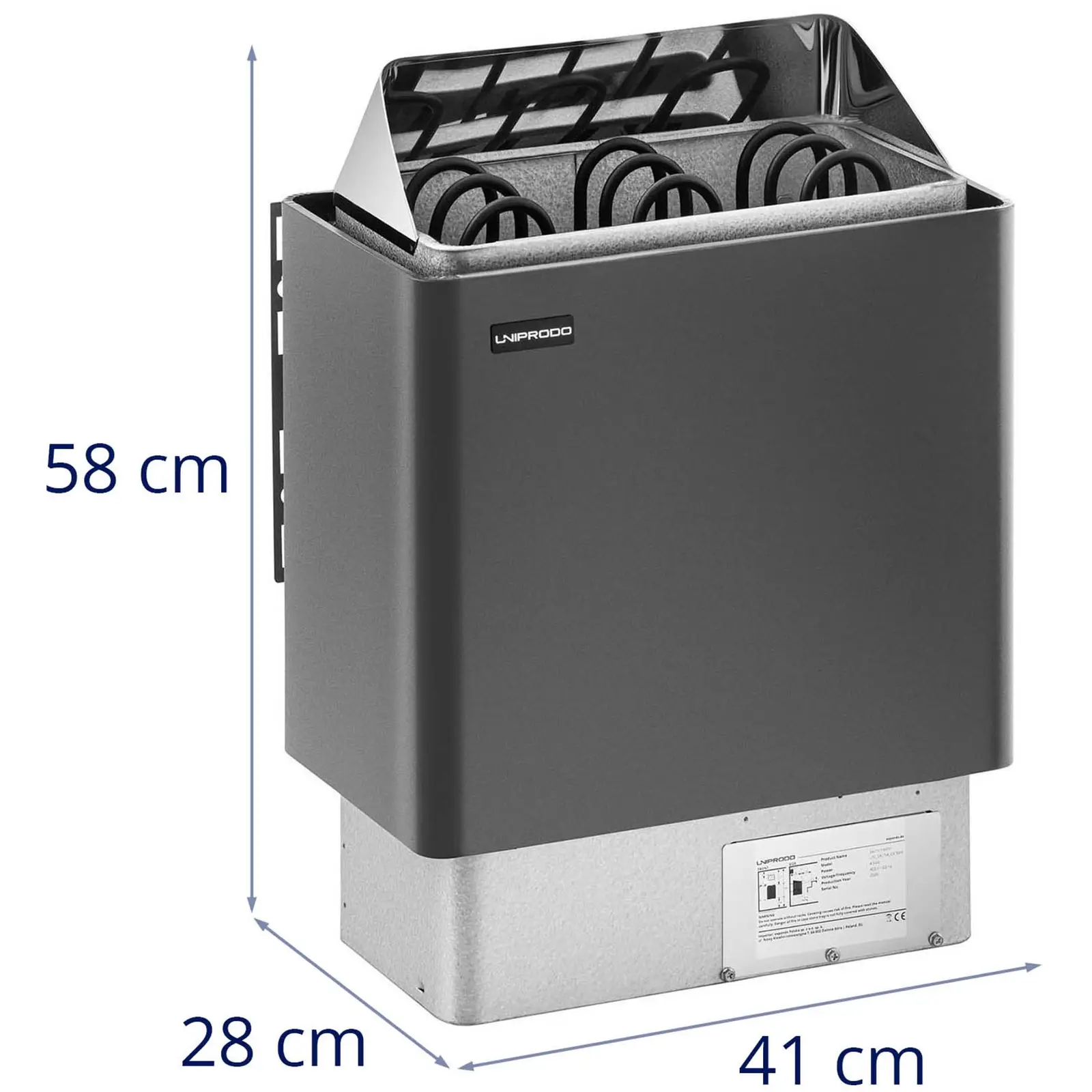 Saunová kamna - 4,5 kW - 30 až 110 °C (Barva: Šedá)