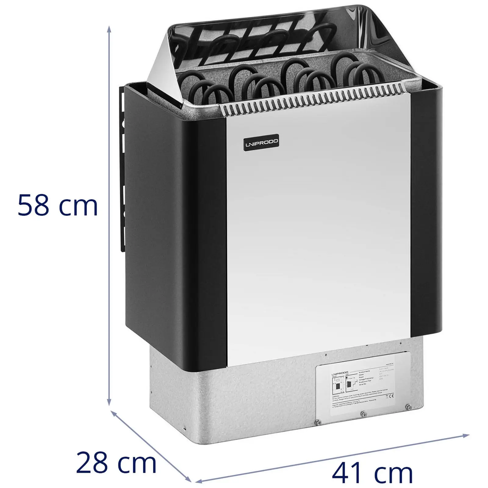 Szaunakályha - 6 kW - 30 - 110 °C - nemesacél takaró (Szín: Szürke)