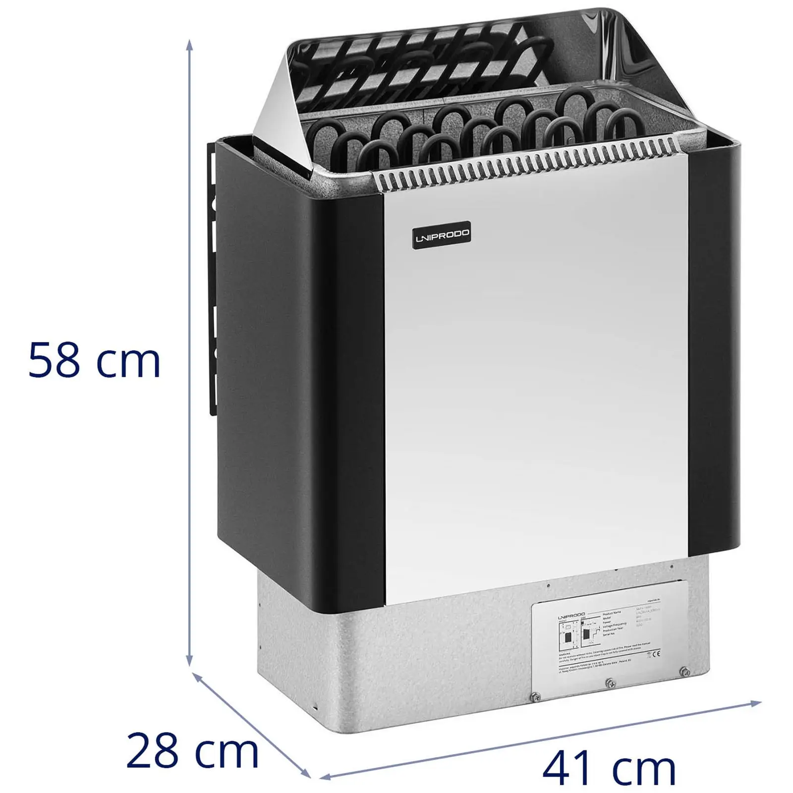 Încălzitor pentru saună - 8 kW - 30 până la 110 °C - placă de protecție din oțel inoxidabil 