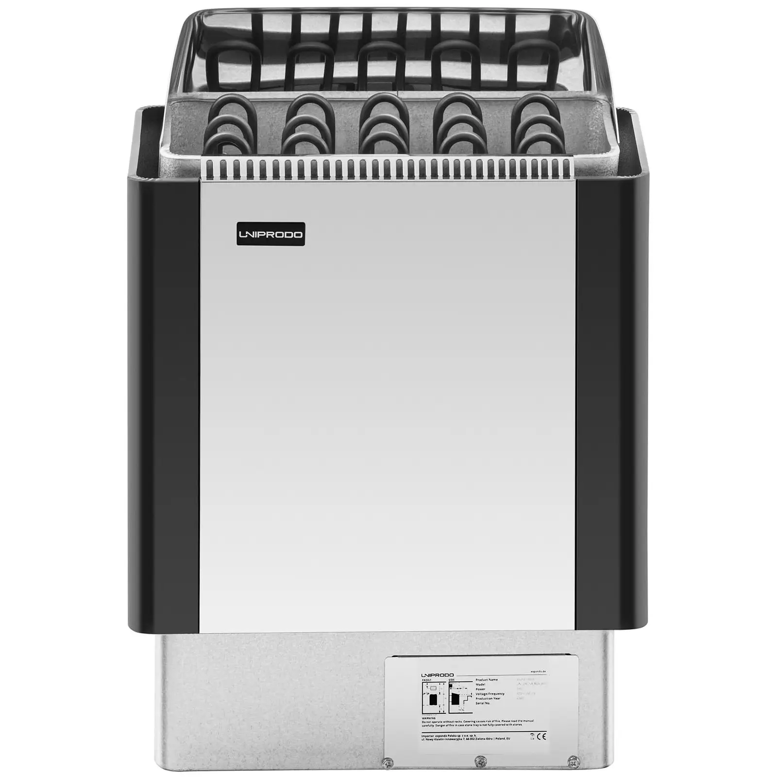 Saunová kamna - 9 kW - 30 až 110 °C - kryt z ušlechtilé oceli (Ochrana proti přehřátí: Ano)
