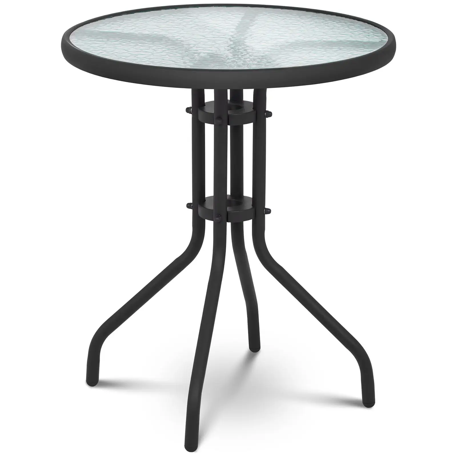 Round Glass Outdoor Table - Ø 60 cm - glass top - black