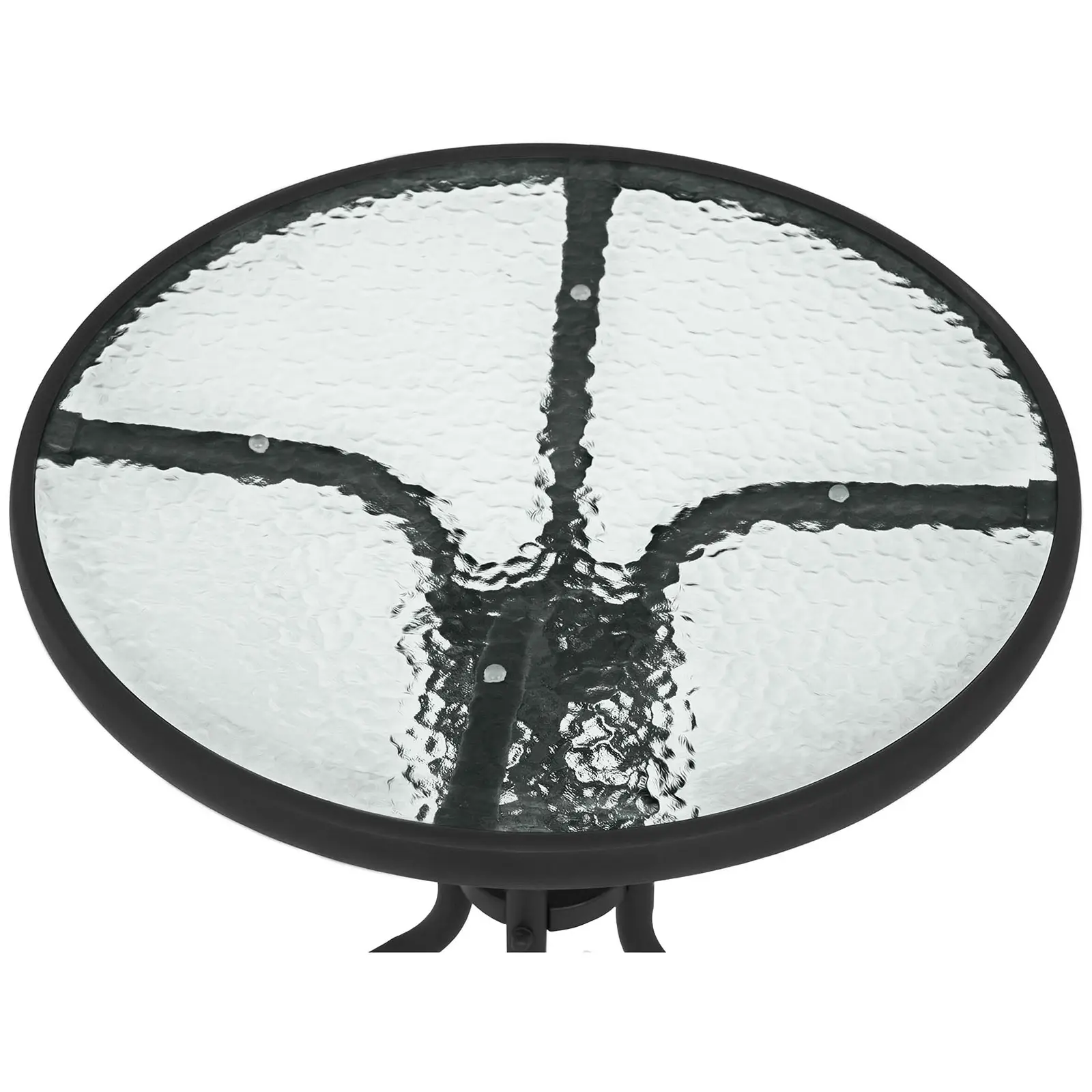 Zahradní stůl kulatý - Ø 60 cm - se skleněnou deskou - černý (Tvar: Round)