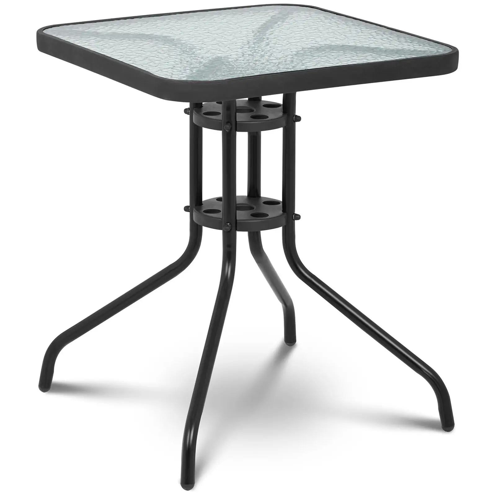 Occasion Table de jardin carrée - Noire - Plateau de verre - Ø 60 cm