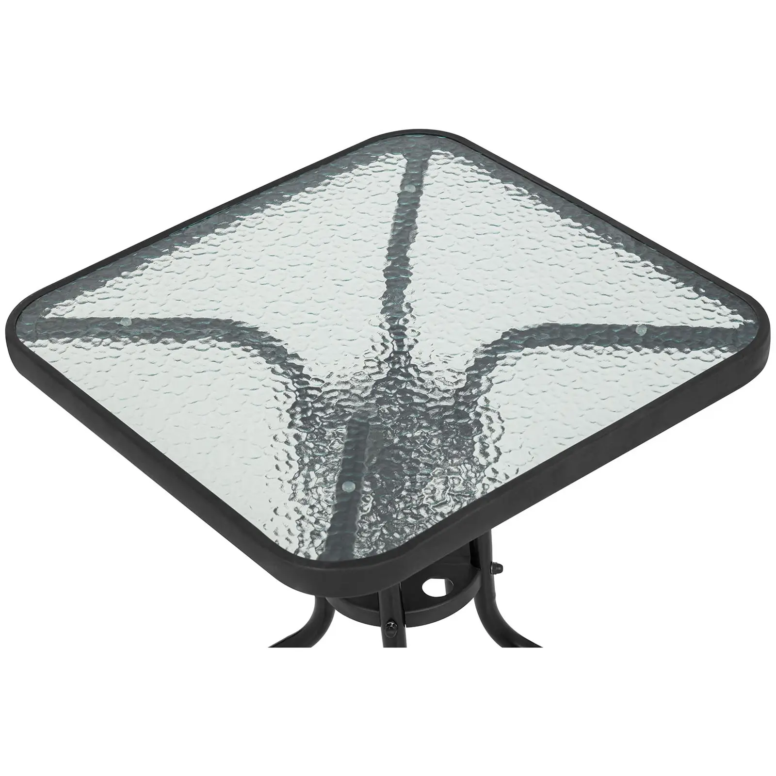 Table de jardin carrée - Noire - Plateau de verre - Ø 60 cm