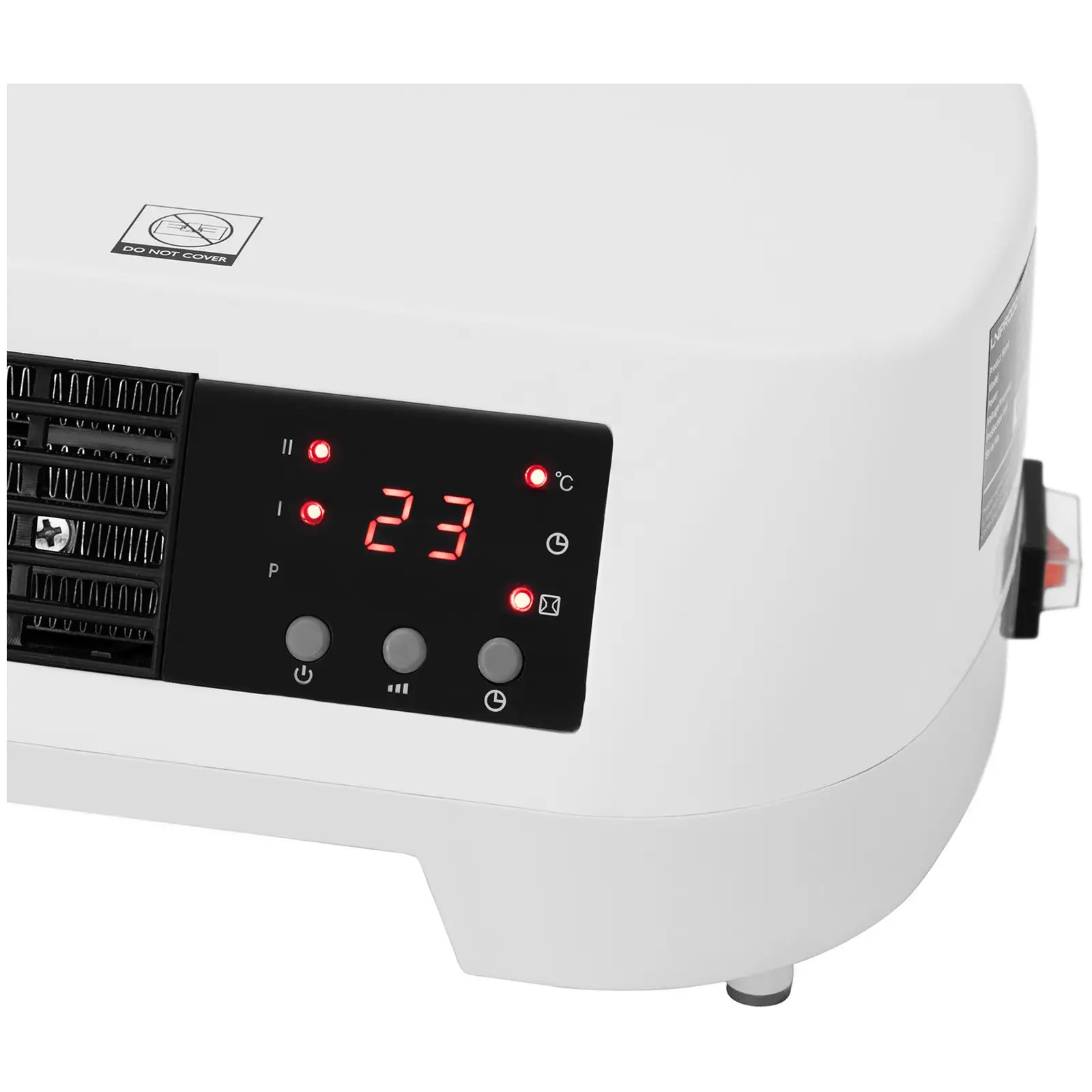 Nástěnný teplovzdušný ventilátor - keramika - 10 až 49 °C - 1 000 W/2 000 W - dálkové ovládání (Časovač: Ano)