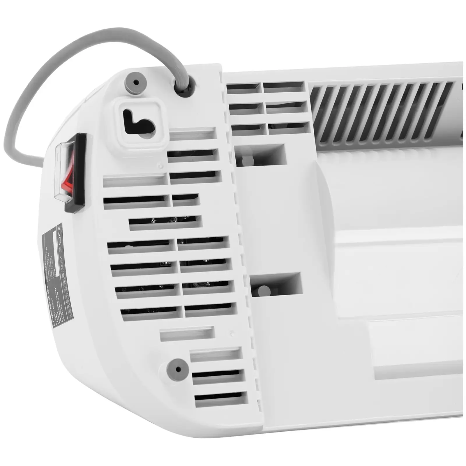 Nástěnný teplovzdušný ventilátor - keramika - 10 až 49 °C - 1 000 W/2 000 W - dálkové ovládání (Montáž na stěnu: Ano)