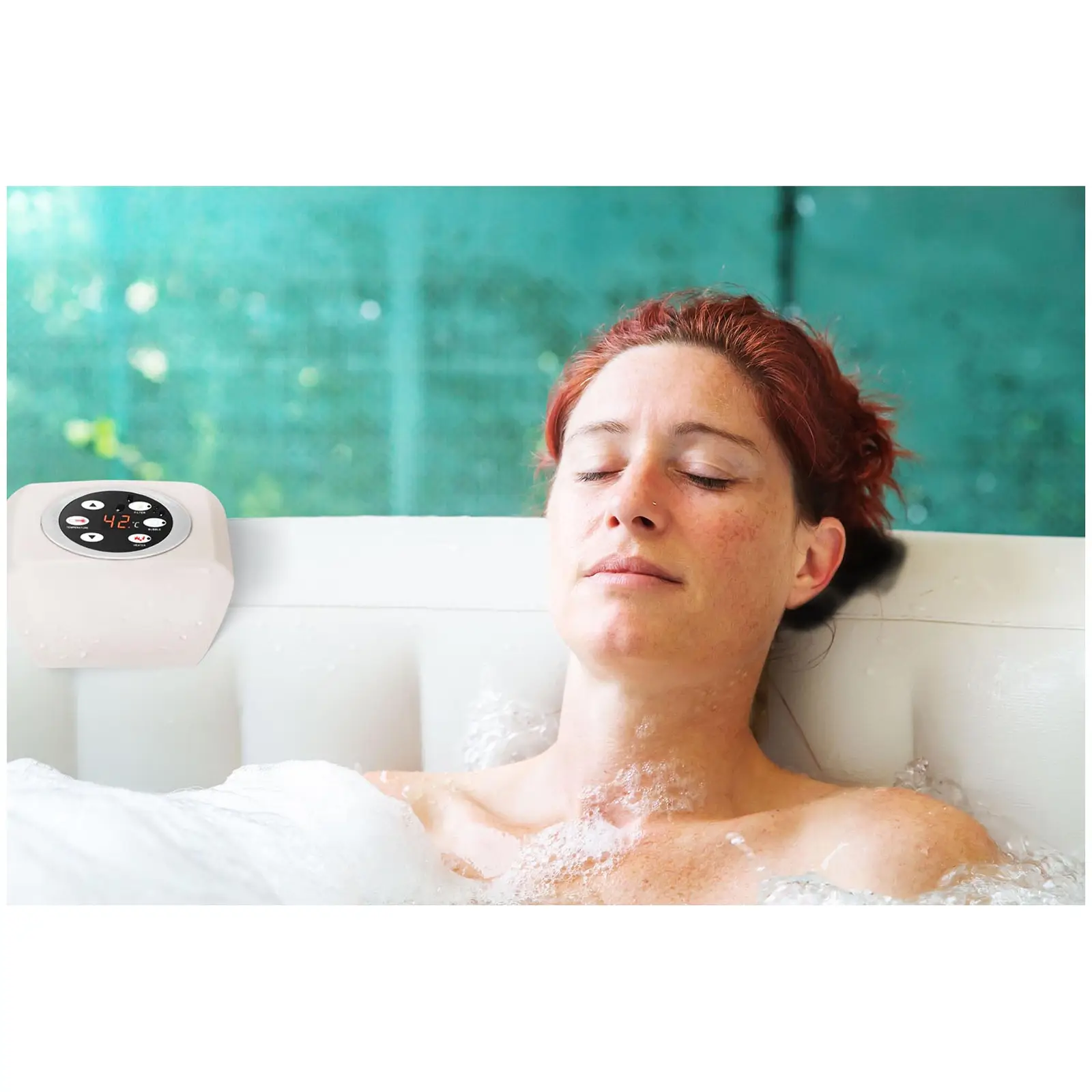 Opblaasbare whirlpool - 900 l - 6 personen - 130 jets - beige / wit (Vermogen filterpomp: 12 V)