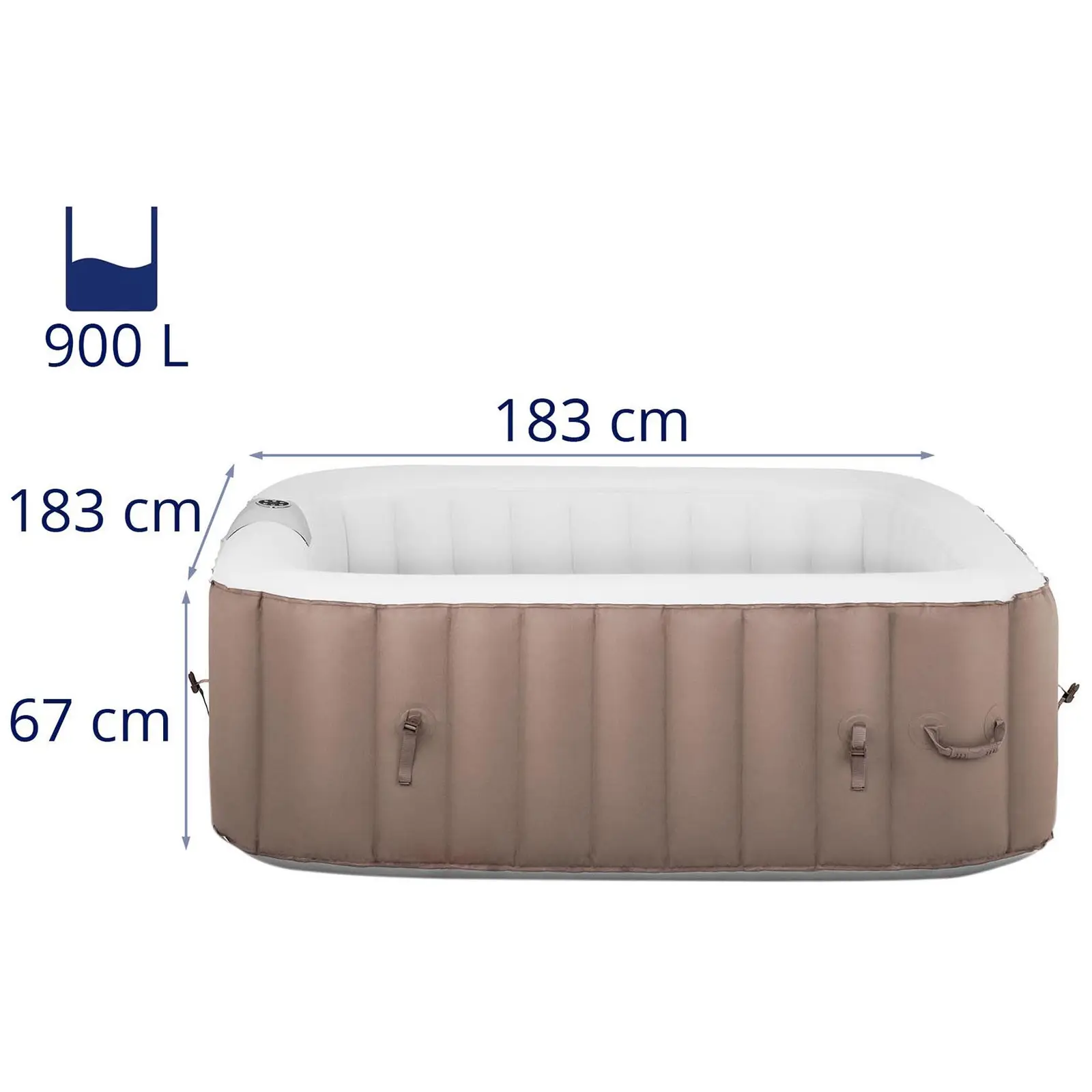 Oppblåsbart boblebad - 900 L - 6 personer - 130 dyser - beige/hvit