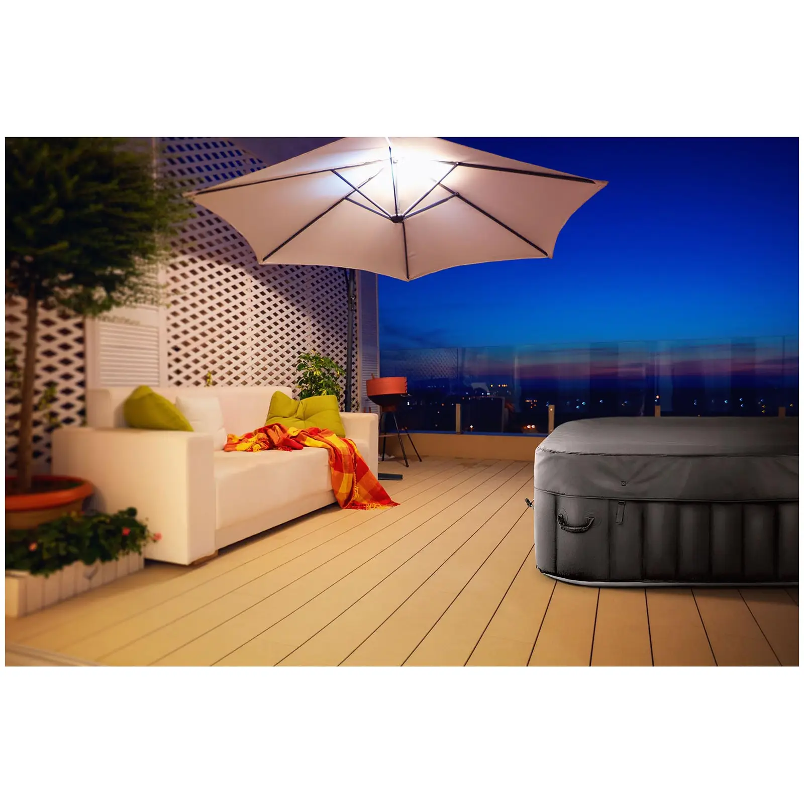 Spa gonflable 4 places - 600 l - 100 buses (Tension de la pompe de filtration: 12 V)
