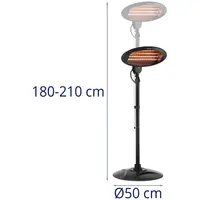 Infračervený terasový ohřívač - 2 000 W - stojanový tepelný zářič