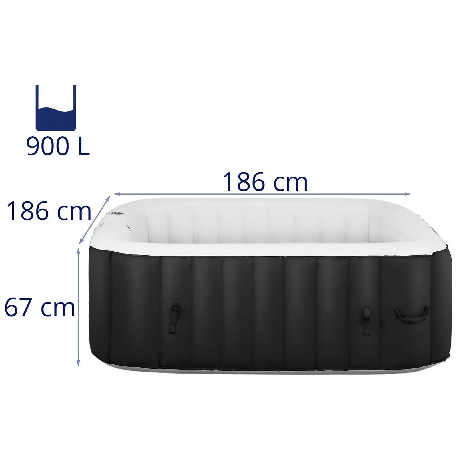 Spa gonflable 6 places - 900 l - 130 buses - Coloris noir/blanc (Puissance ventilateur: 600 W)