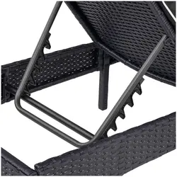 Sunbed - black - rattan - adjustable backrest