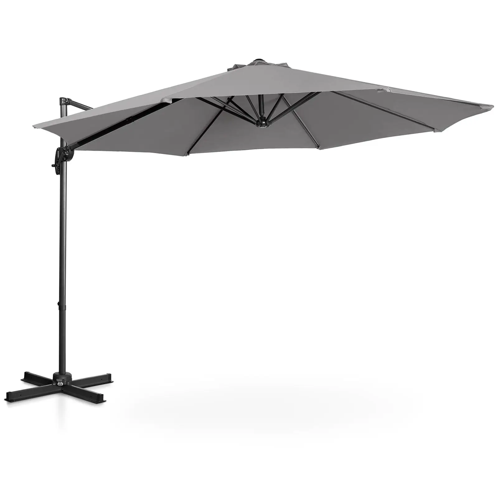 Parasol déporté - Gris foncé - Rond - Ø 300 cm - Inclinable et pivotant (Nombre de baleines: 8)