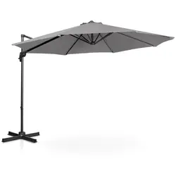 Градински чадър - тъмно сив - кръгъл - Ø 300 см - накланящ се и въртящ се