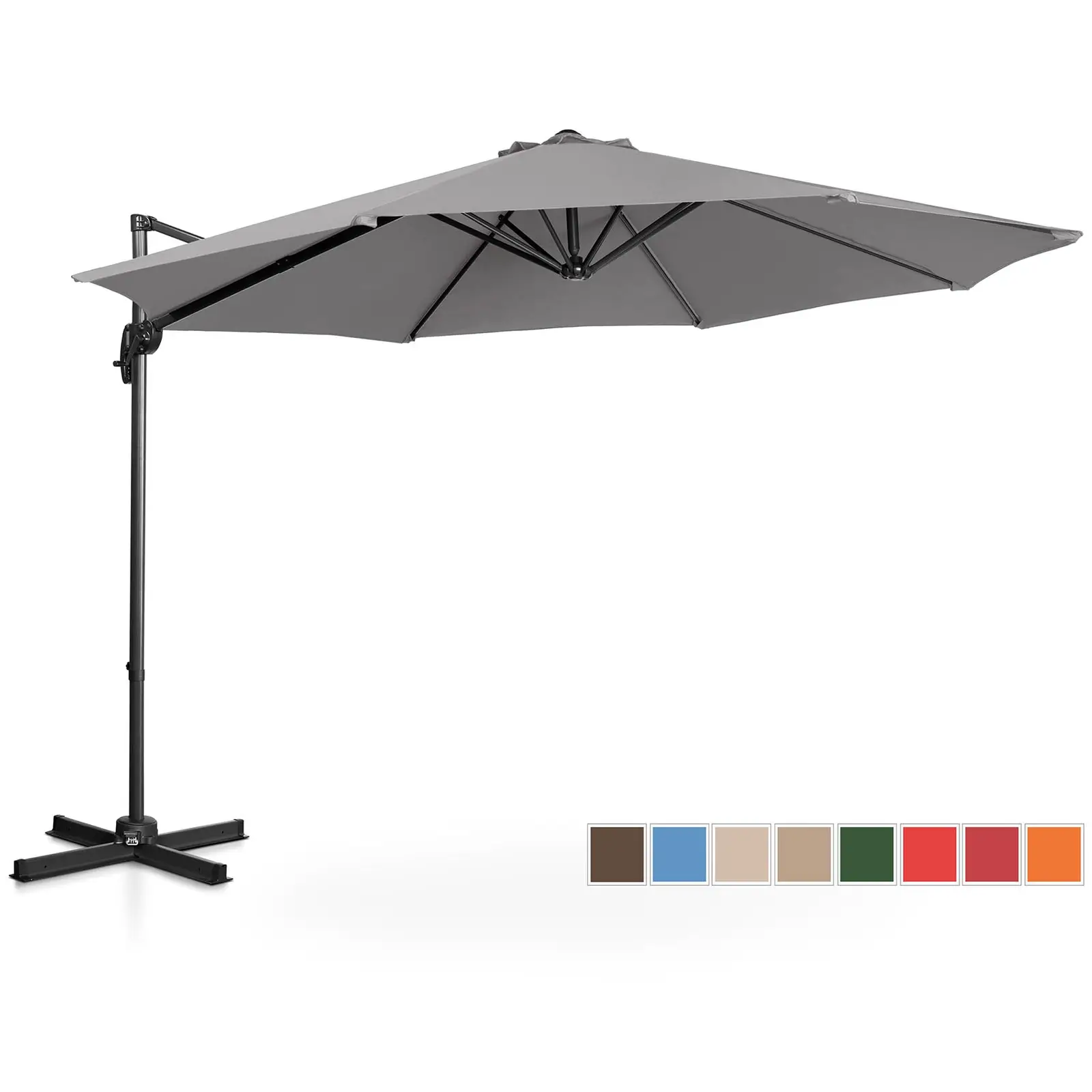 Parasol déporté - Gris foncé - Rond - Ø 300 cm - Inclinable et pivotant