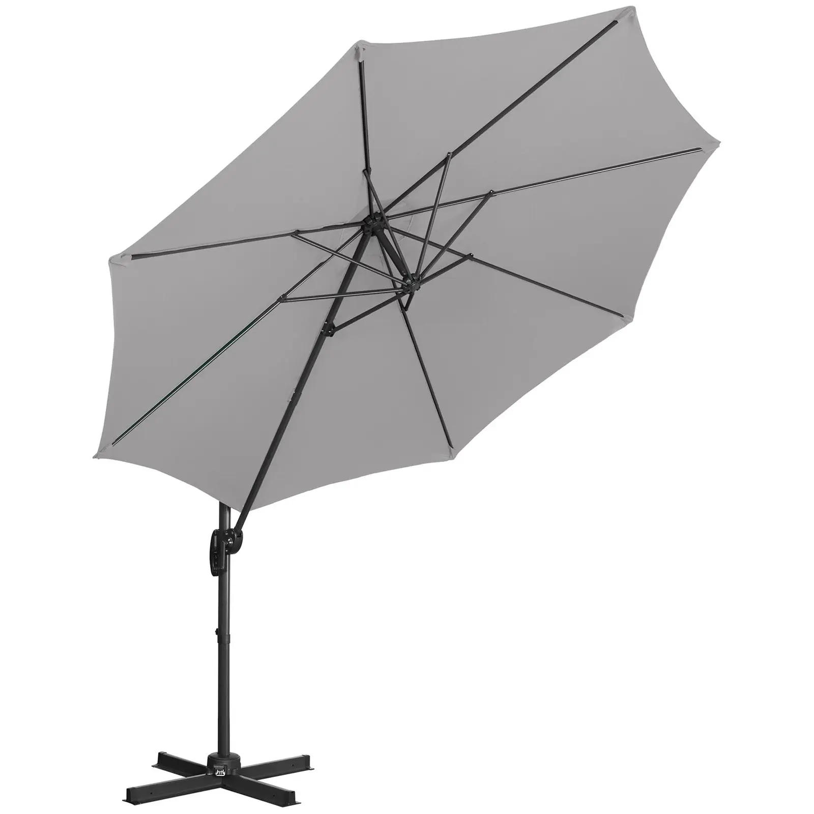 Parasol déporté - Gris foncé - Rond - Ø 300 cm - Inclinable et pivotant (Forme: Ronde)