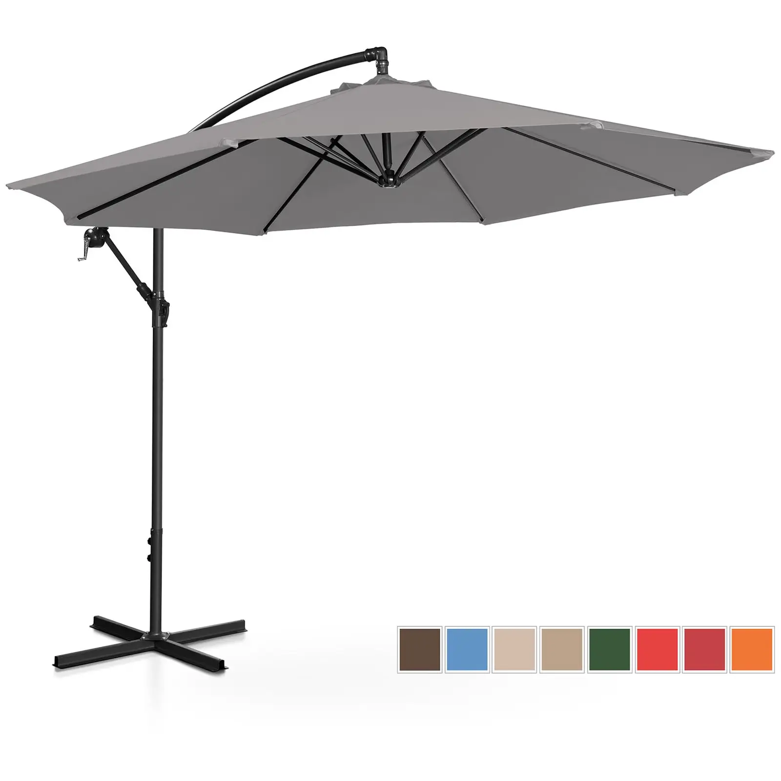 Parasol ogrodowy wiszący - ciemnoszary - okrągły - Ø300 cm - uchylny