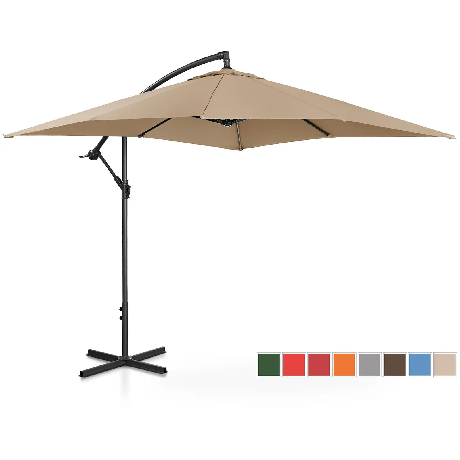 Parasol ogrodowy wiszący - szarobrązowy - kwadratowy - 250 x 250 cm - uchylny