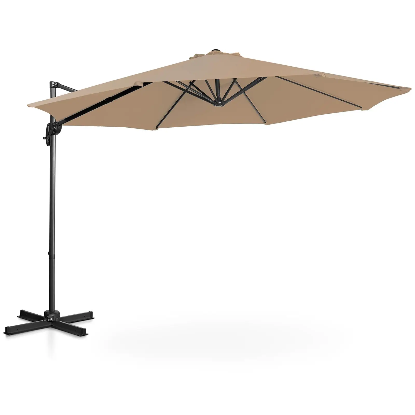 Градински чадър - кафяво - кръгъл - Ø 300 см - накланящ се и въртящ се