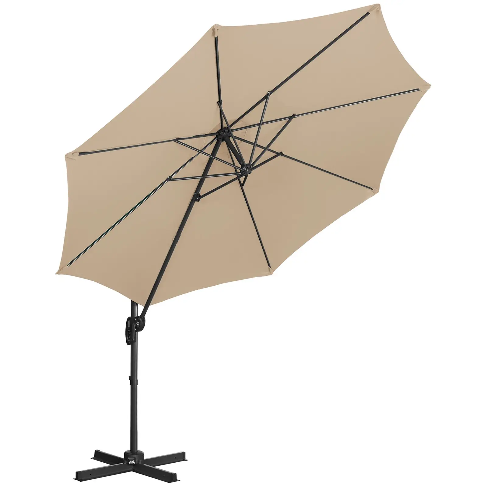 Градински чадър - кафяво - кръгъл - Ø 300 см - накланящ се и въртящ се