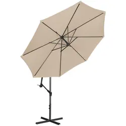 Градински чадър - Кремав - Кръгъл - Ø 300 см - Накланящ се
