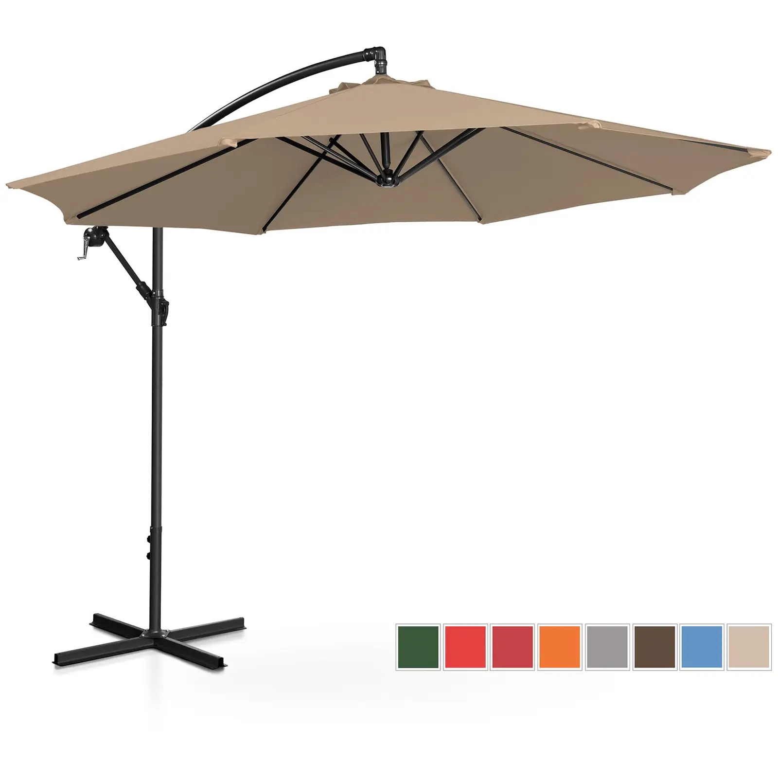 Parasol ogrodowy wiszący - szarobrązowy - okrągły - Ø300 cm - uchylny