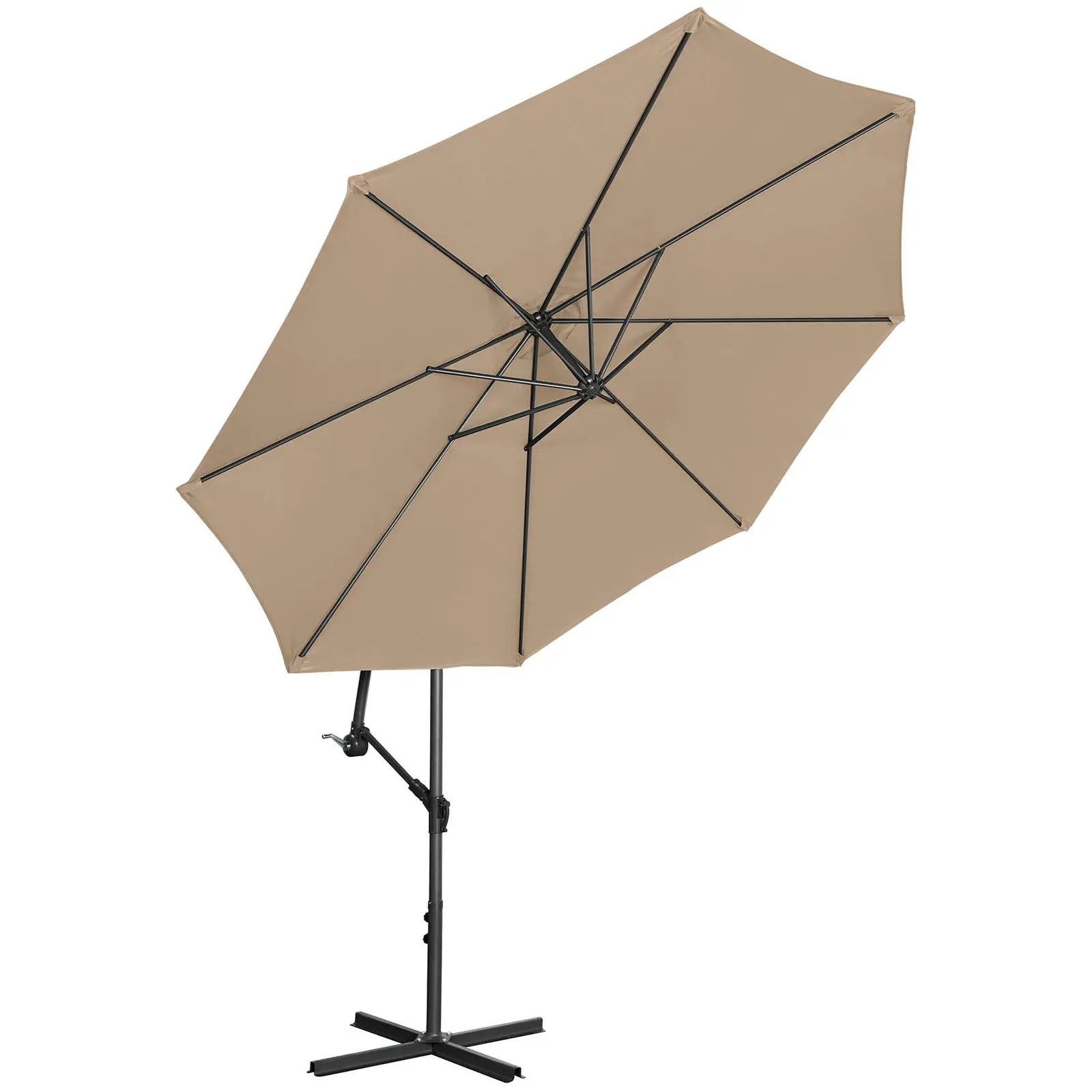 Outlet Parasol ogrodowy wiszący - szarobrązowy - okrągły - Ø300 cm - uchylny