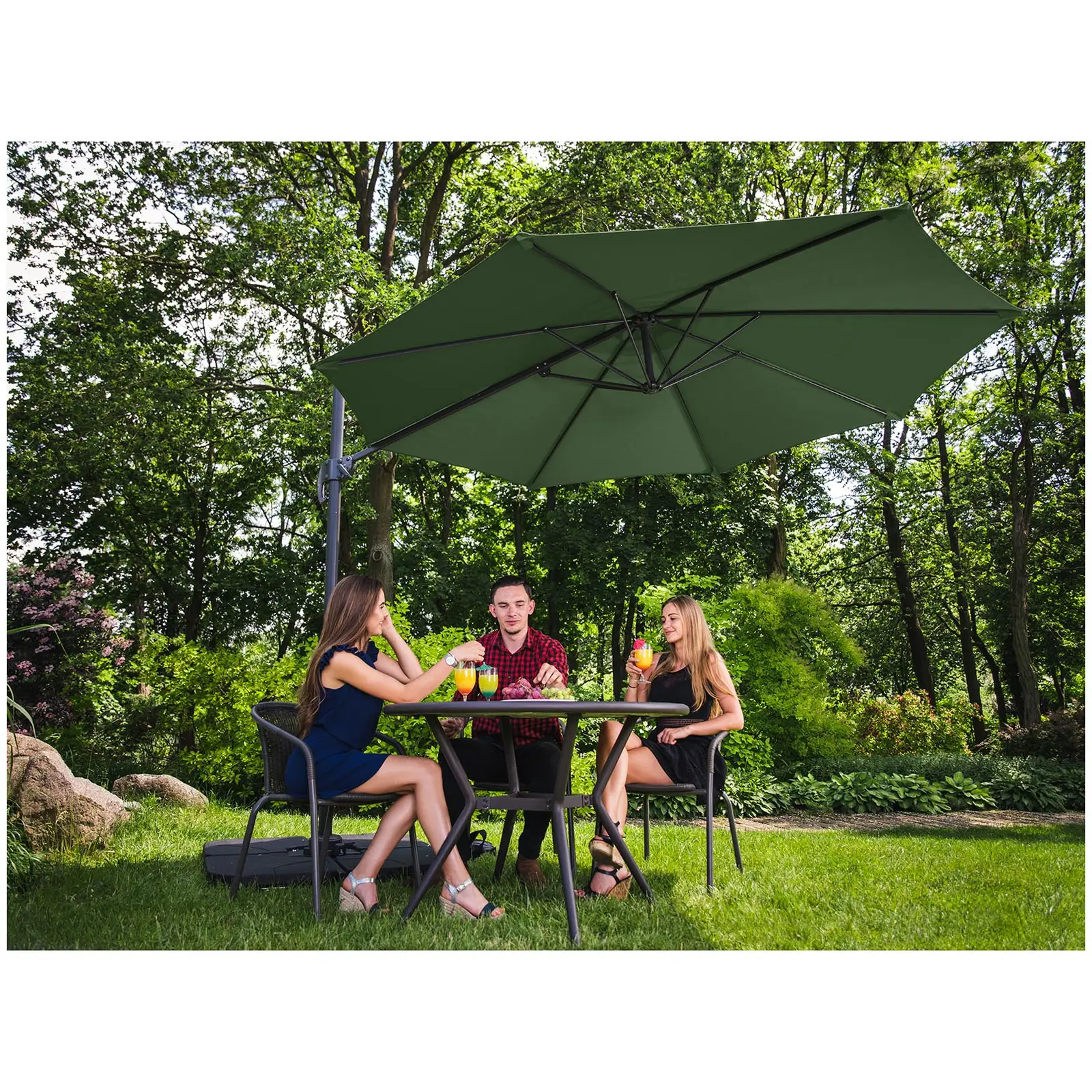 Parasol - Groen - rond - Ø 300 cm - kantelbaar en draaibaar (Materiaaldichtheid [g/m²]: 180)