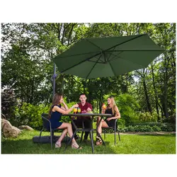 Градински чадър - Зелен - Кръгъл - Ø 300 см - Накланящ се и въртящ се
