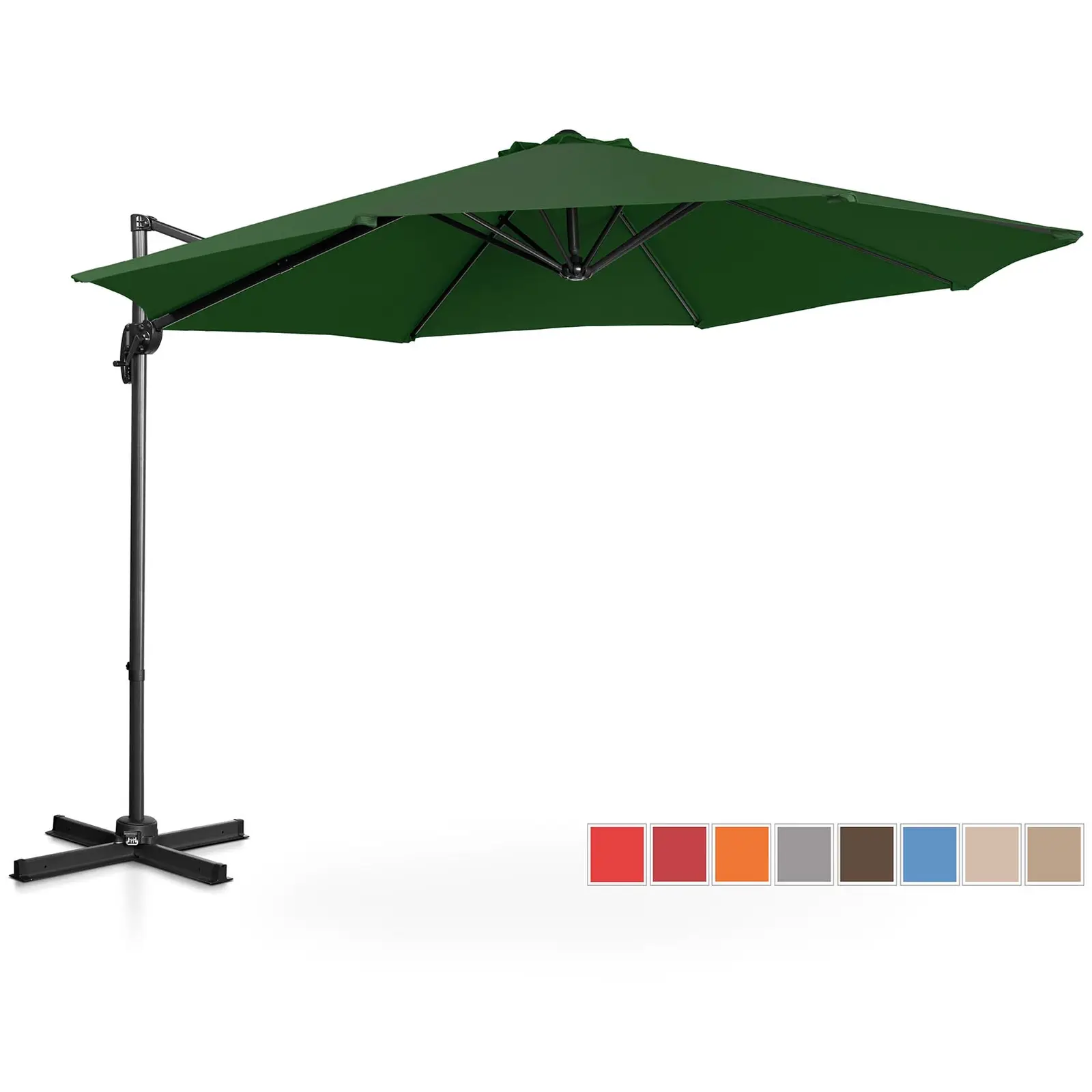 Aurinkovarjo - vihreä - pyöreä - Ø 300 cm - kallistettava ja käännettävä