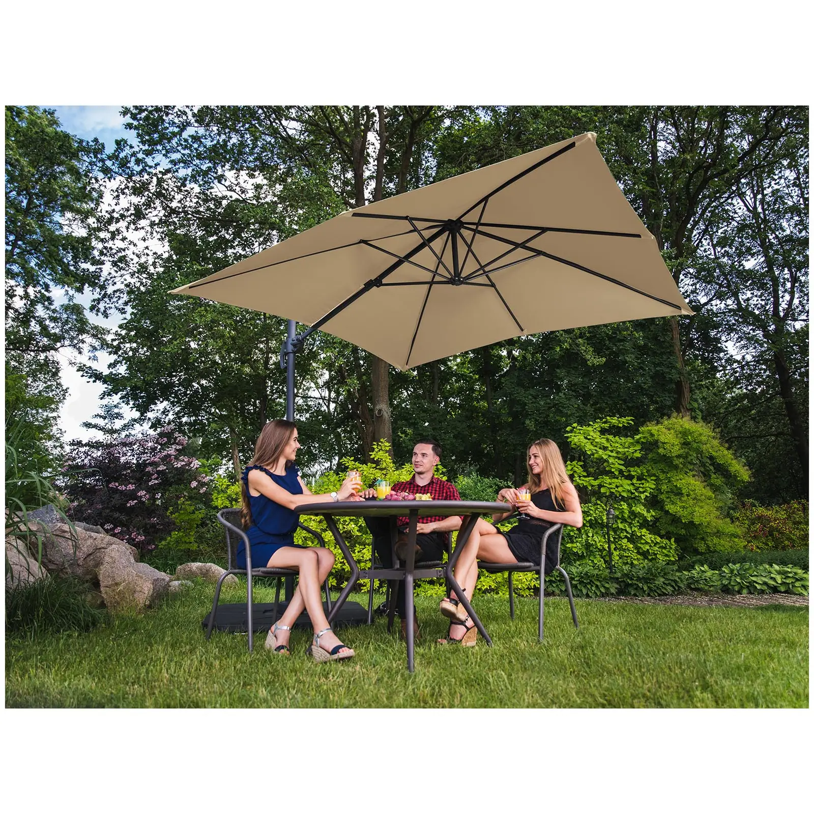 Outlet Parasol ogrodowy - szarobrązowy - kwadratowy - 250 x 250 cm - uchylny i obrotowy