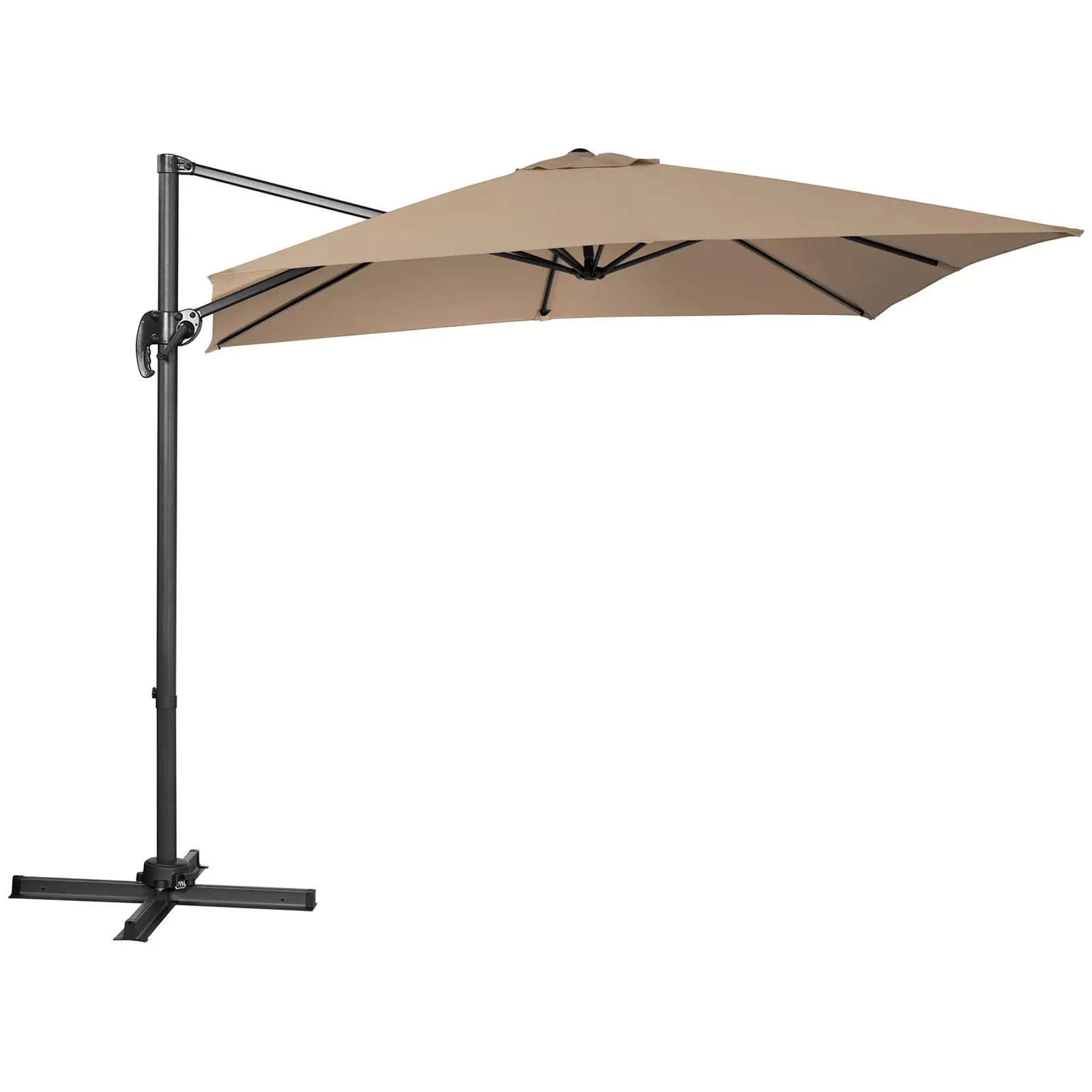 B-zboží Boční slunečník - šedohnědý - čtvercový - 250 x 250 cm - naklápěcí a otočný (S podstavcem: Ano)