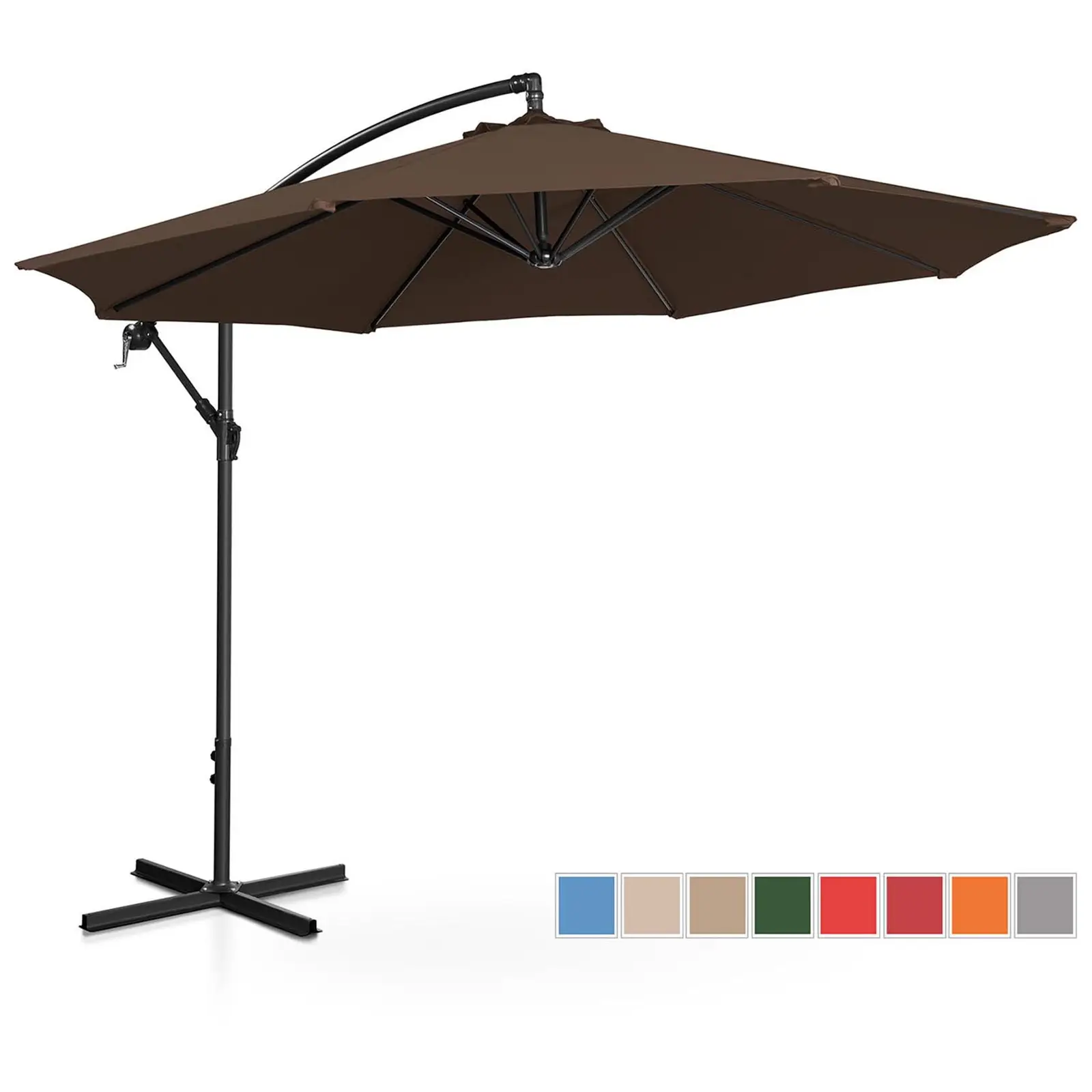 Градински чадър - кафяв - кръгъл - Ø 300 см - накланящ се