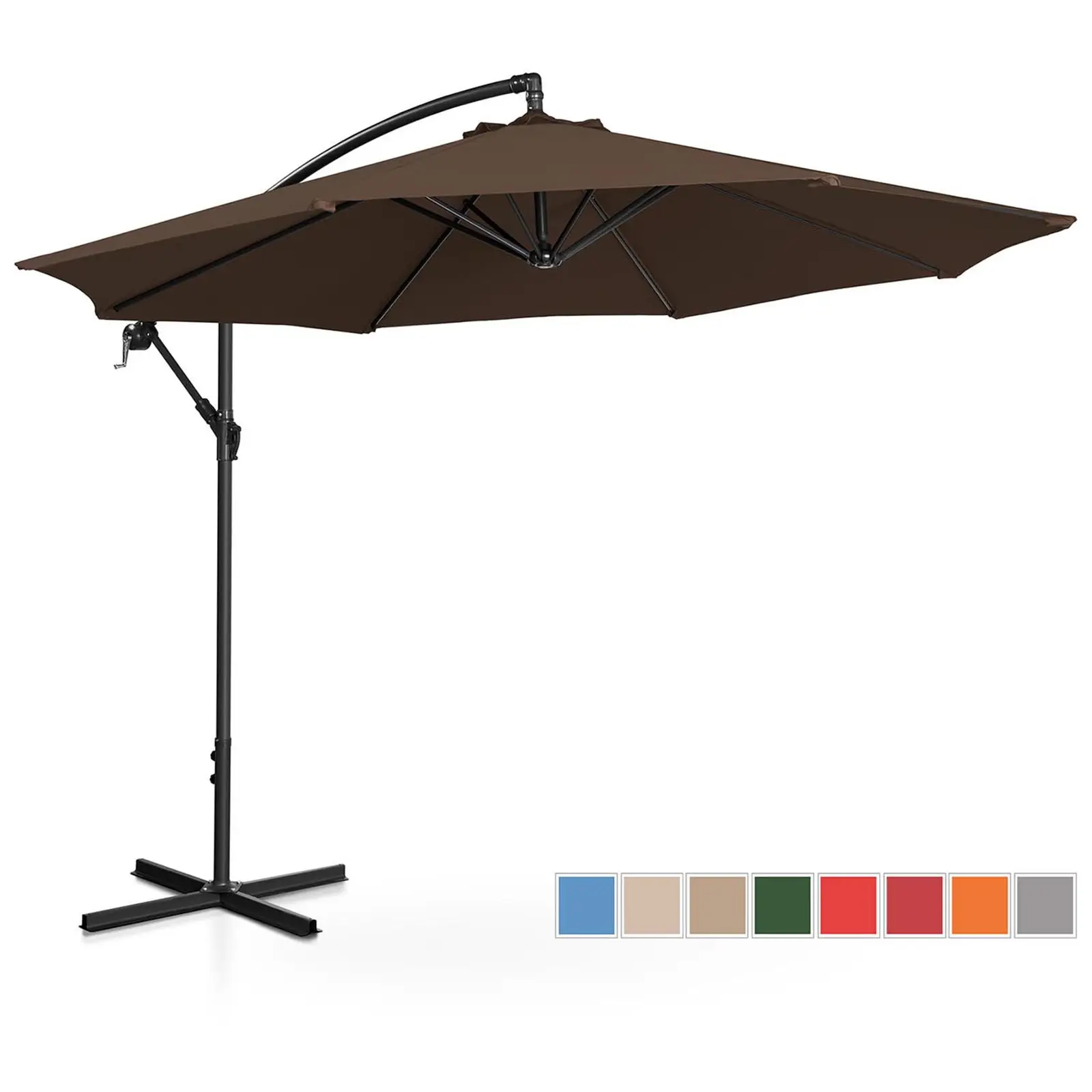 Parasol ogrodowy wiszący - brązowy - okrągły - Ø300 cm - uchylny