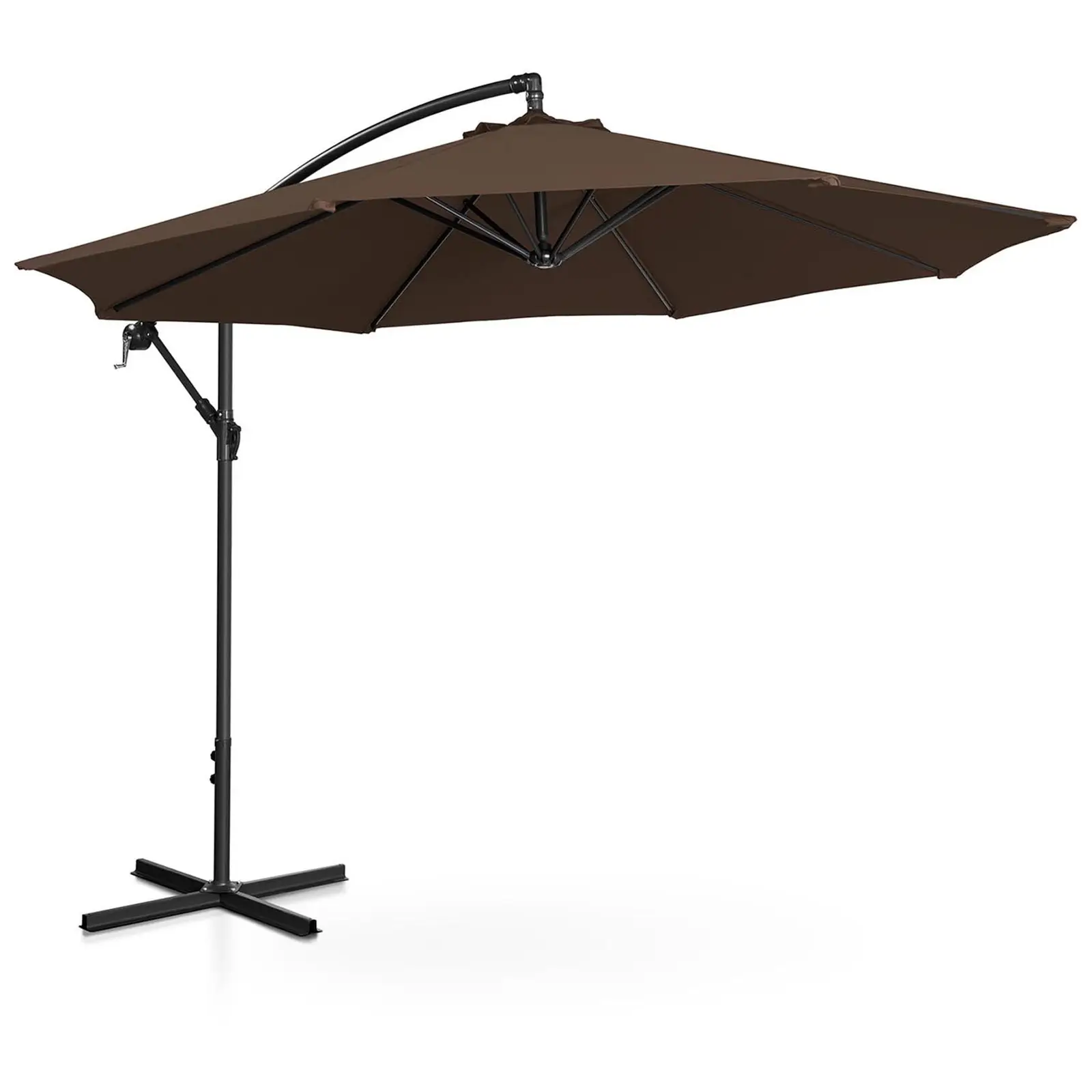 Градински чадър - кафяв - кръгъл - Ø 300 см - накланящ се
