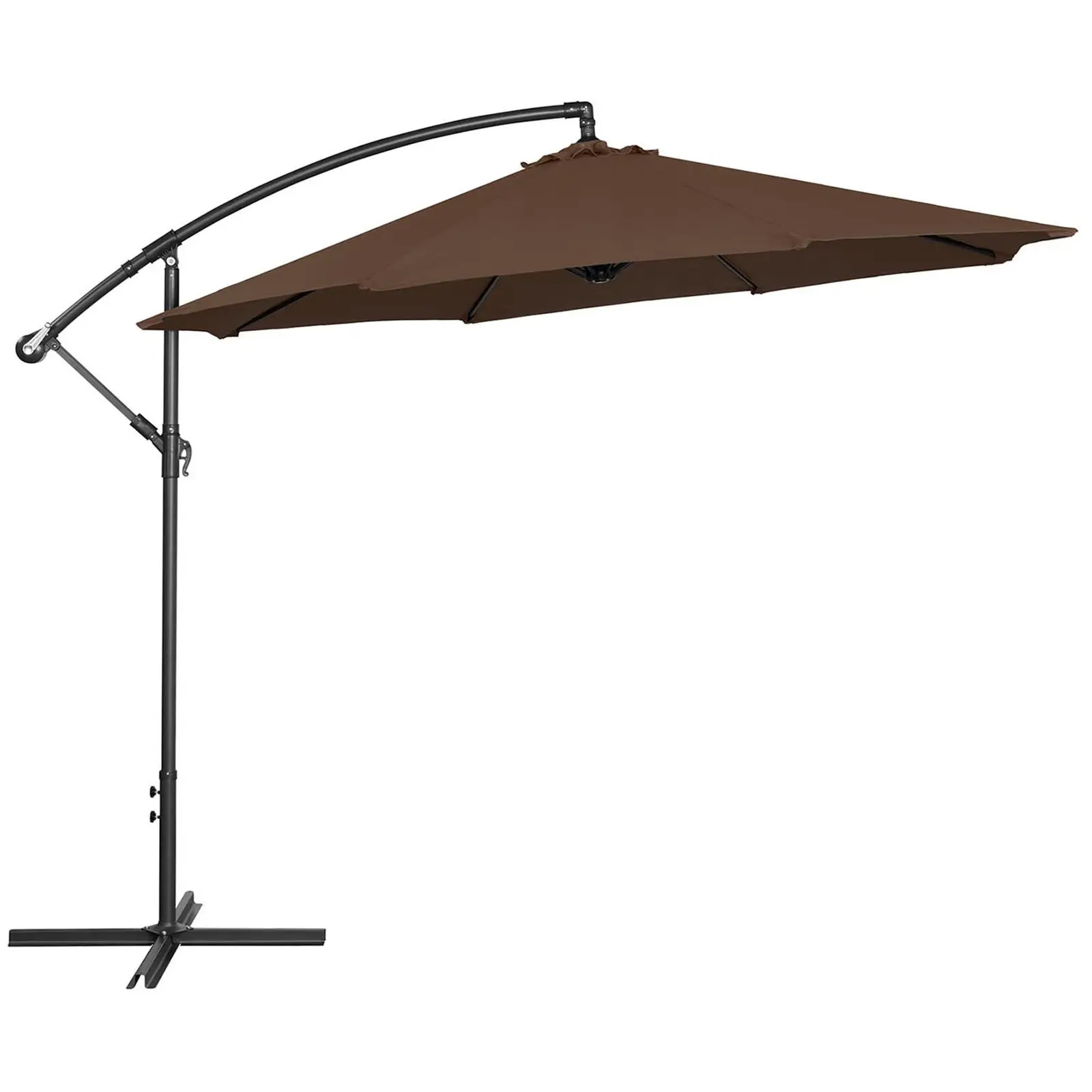 Boční slunečník - hnědý - kulatý - Ø 300 cm - naklápěcí (S podstavcem: Ano)