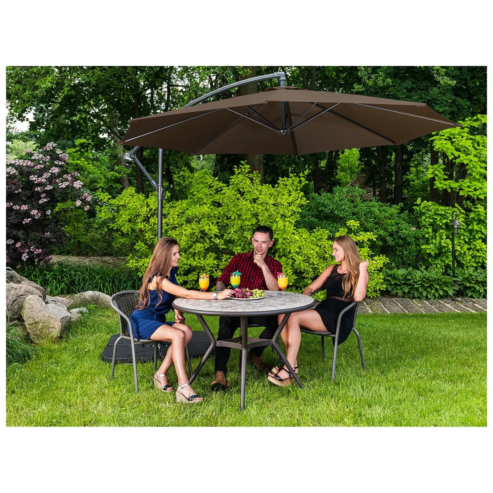 Garden umbrella - brown - round - Ø 300 cm - tiltable