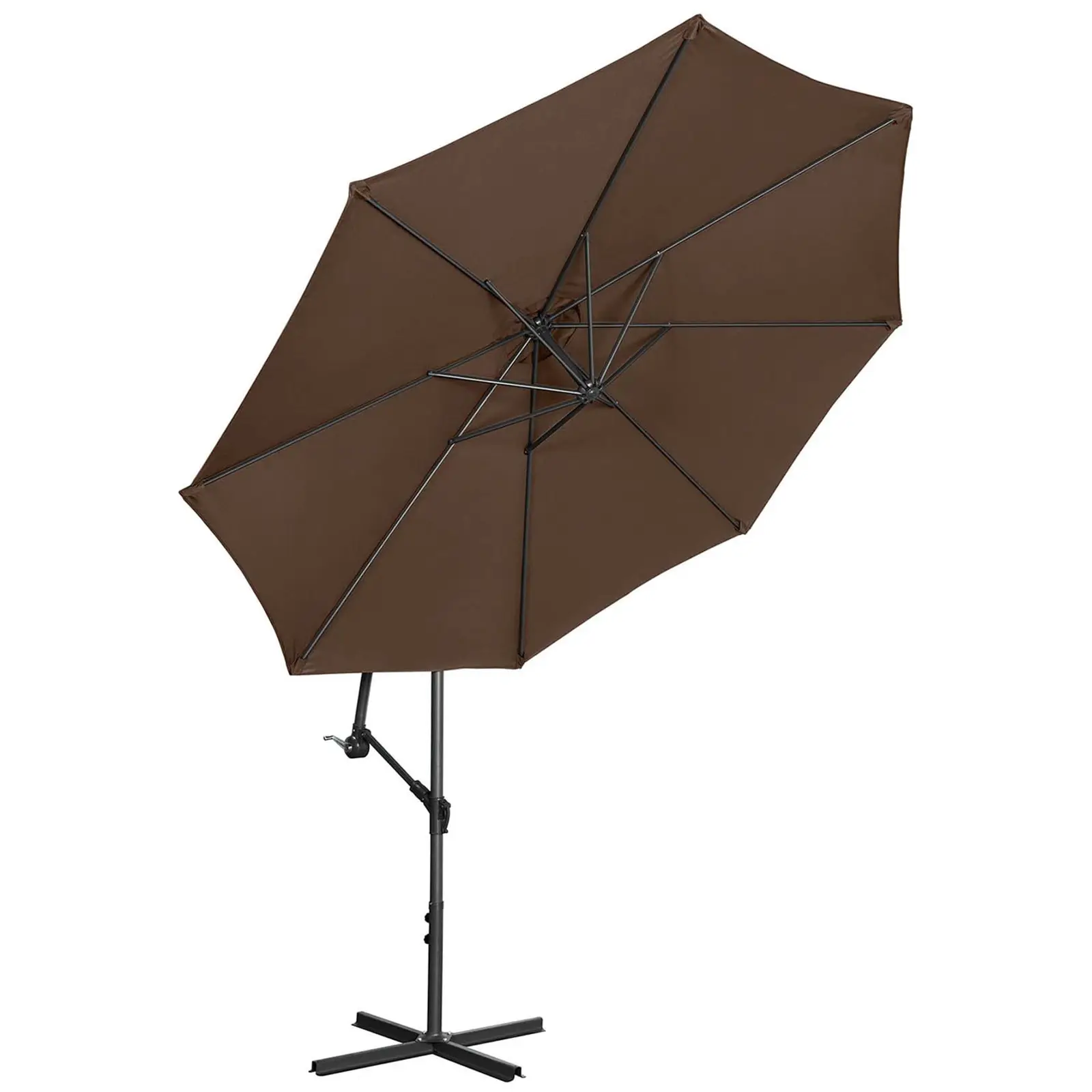 Boční slunečník - hnědý - kulatý - Ø 300 cm - naklápěcí (Odolnost proti UV záření: Ano)