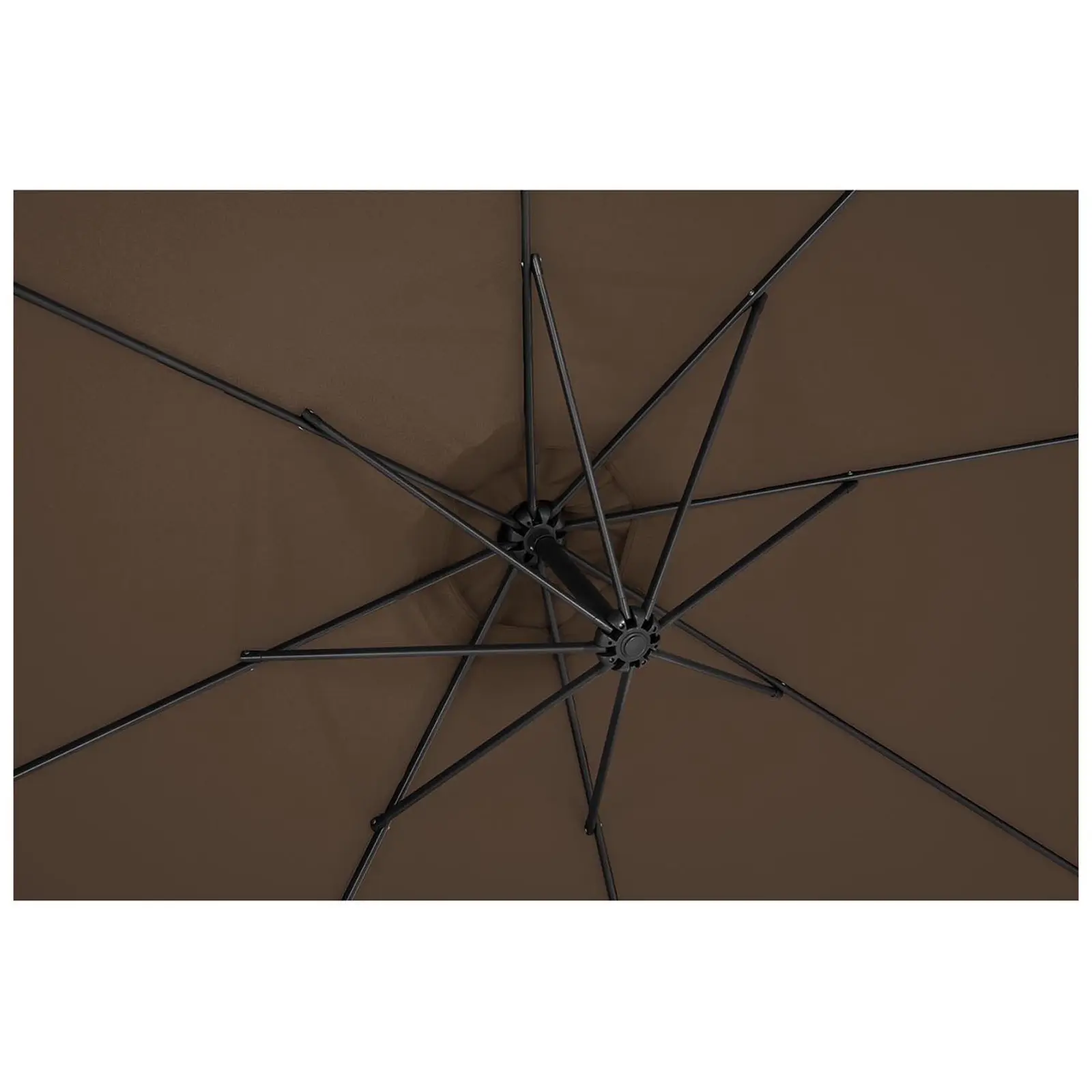 Boční slunečník - hnědý - kulatý - Ø 300 cm - naklápěcí (Materiál: Polyester)