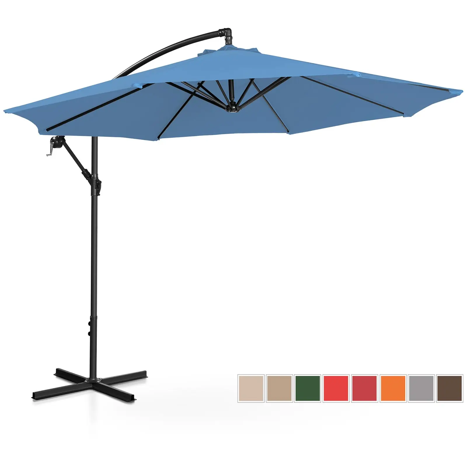 Parasol déporté - Bleu - Rond - Ø 300 cm - Inclinable